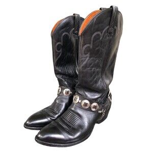J. Chisholm Handcrafted USA #900 Black Leather Cowboy Boots Men’s Size 10 1/2 D